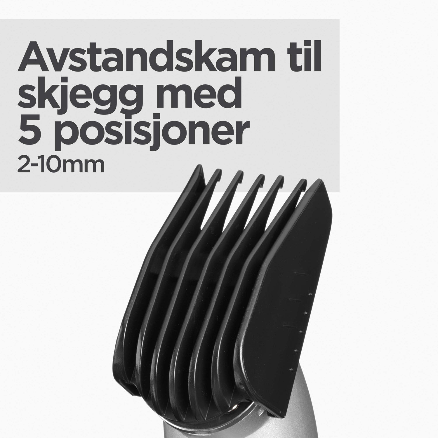 Avstandskam til skjegg med 5 posisjoner (2&ndash;10&nbsp;mm)